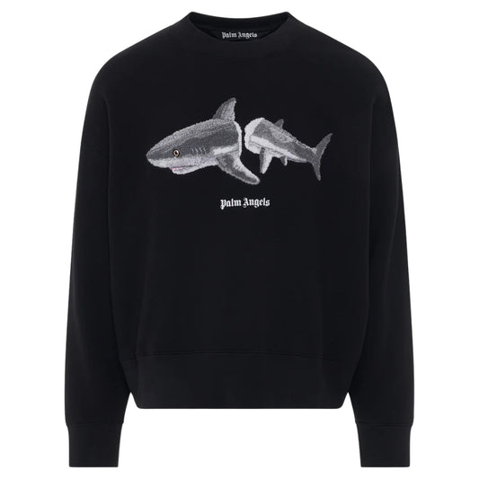 Palm Angels Split Shark Branded Logo Black Sweatshirt S