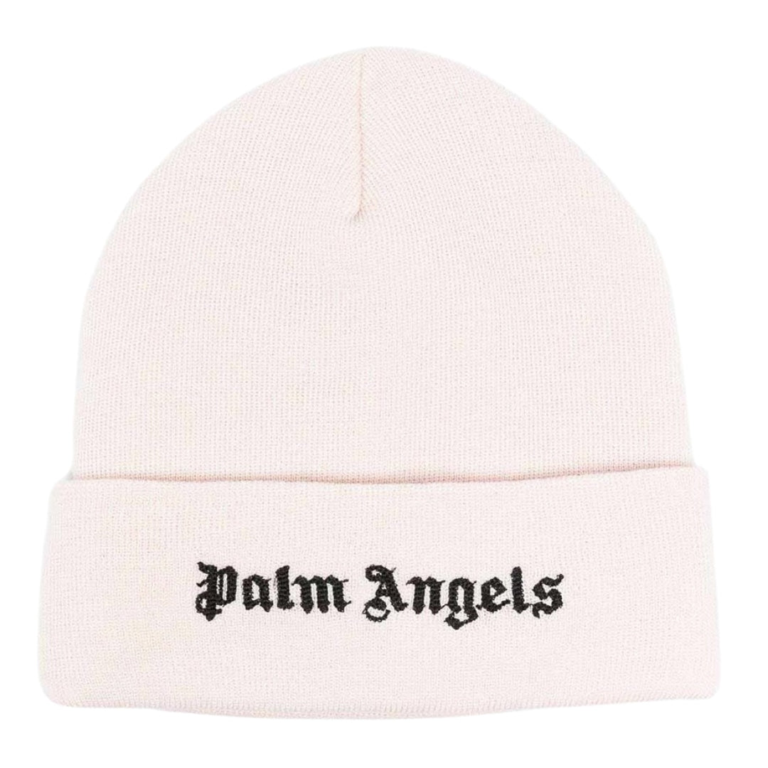 Palm Angels Brand Logo Beige Beanie