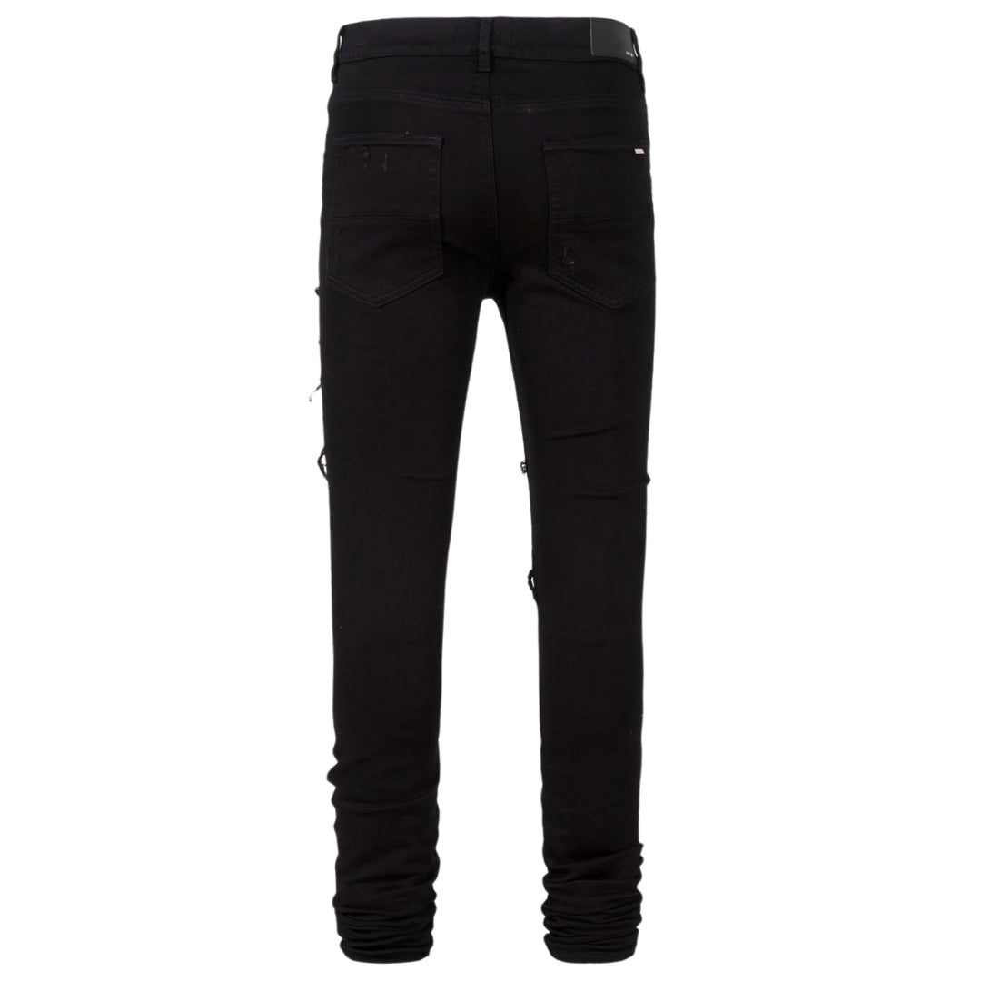 Amiri Leather Thrasher Black OD Jeans W30 / 32L