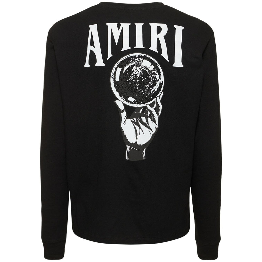 Amiri Crystal Ball Logo Long Sleeved Black T Shirt