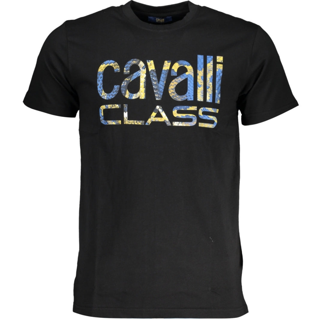 Cavalli Class Snake Skin Bold Logo Black T-Shirt l