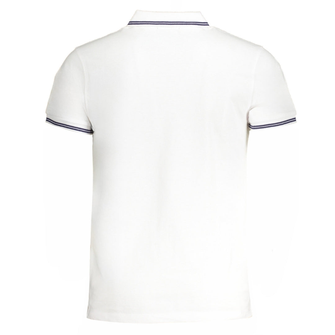 Cavalli Class Tipped Collar Blue Logo White Polo Shirt m