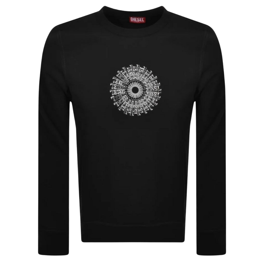 Diesel Circular Branding Design Black Sweatshirt S