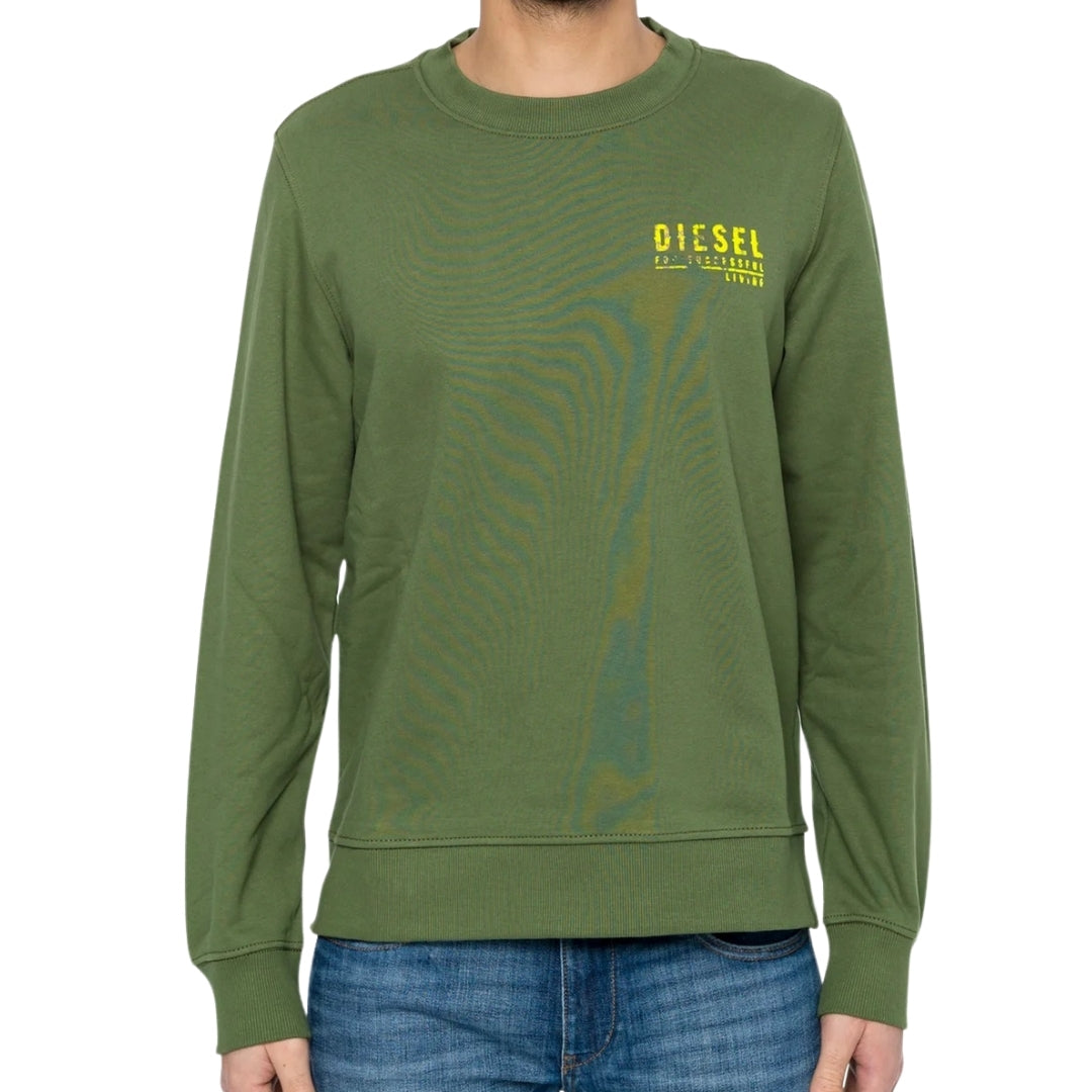 Diesel Destroyed Branded Design Green Sweatshirt S