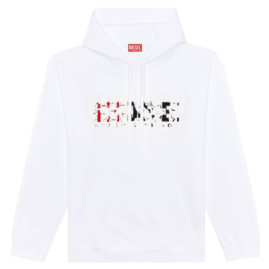 Diesel Double Destroyed Logo White Hoodie S