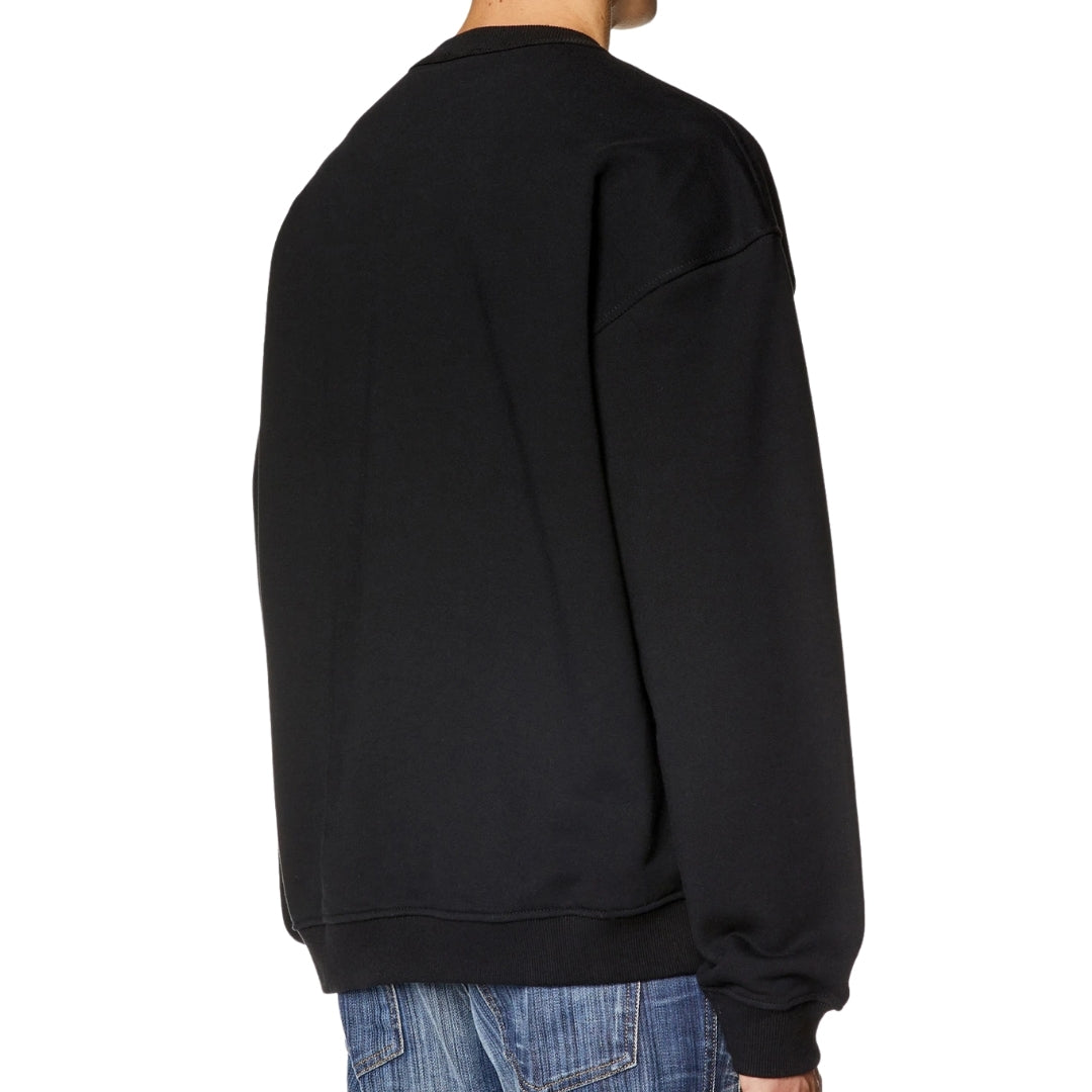 Diesel Double Destroyed Logo Black Sweatshirt XS