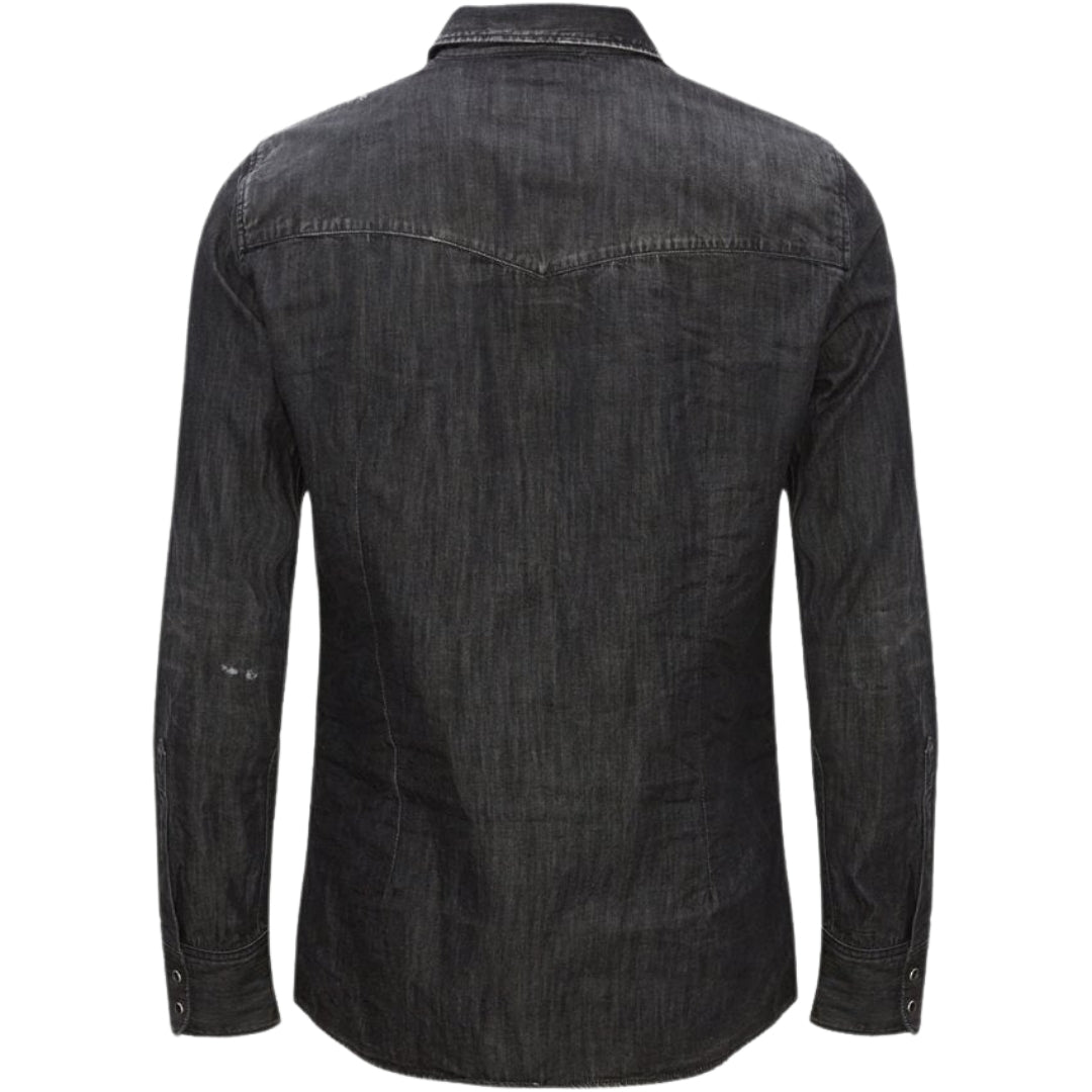 Dsquared2 Fashion Western Faded Black Denim Shirt M