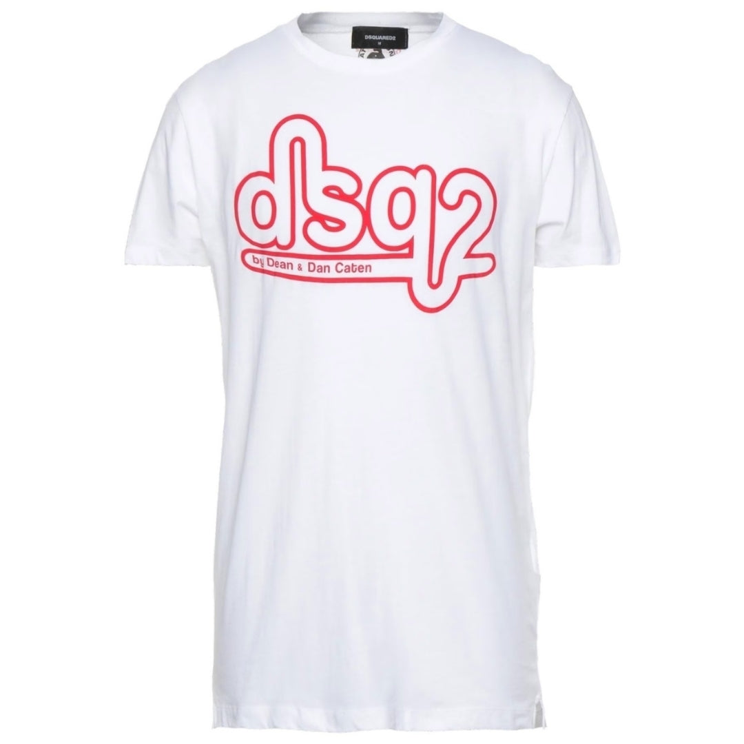 Dsquared2 Cigarette Fit Bubble DSQ2 Logo White T-Shirt XS