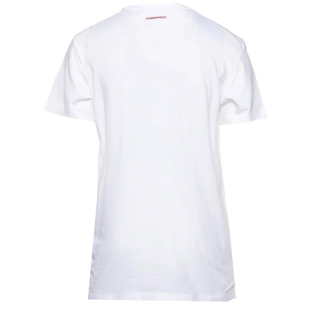 Dsquared2 Cigarette Fit Bubble DSQ2 Logo White T-Shirt XS