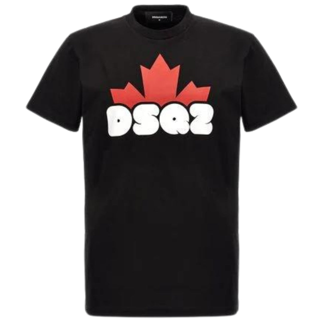 Dsquared2 Maple Leaf Branded Logo Cool Fit Black T-Shirt L