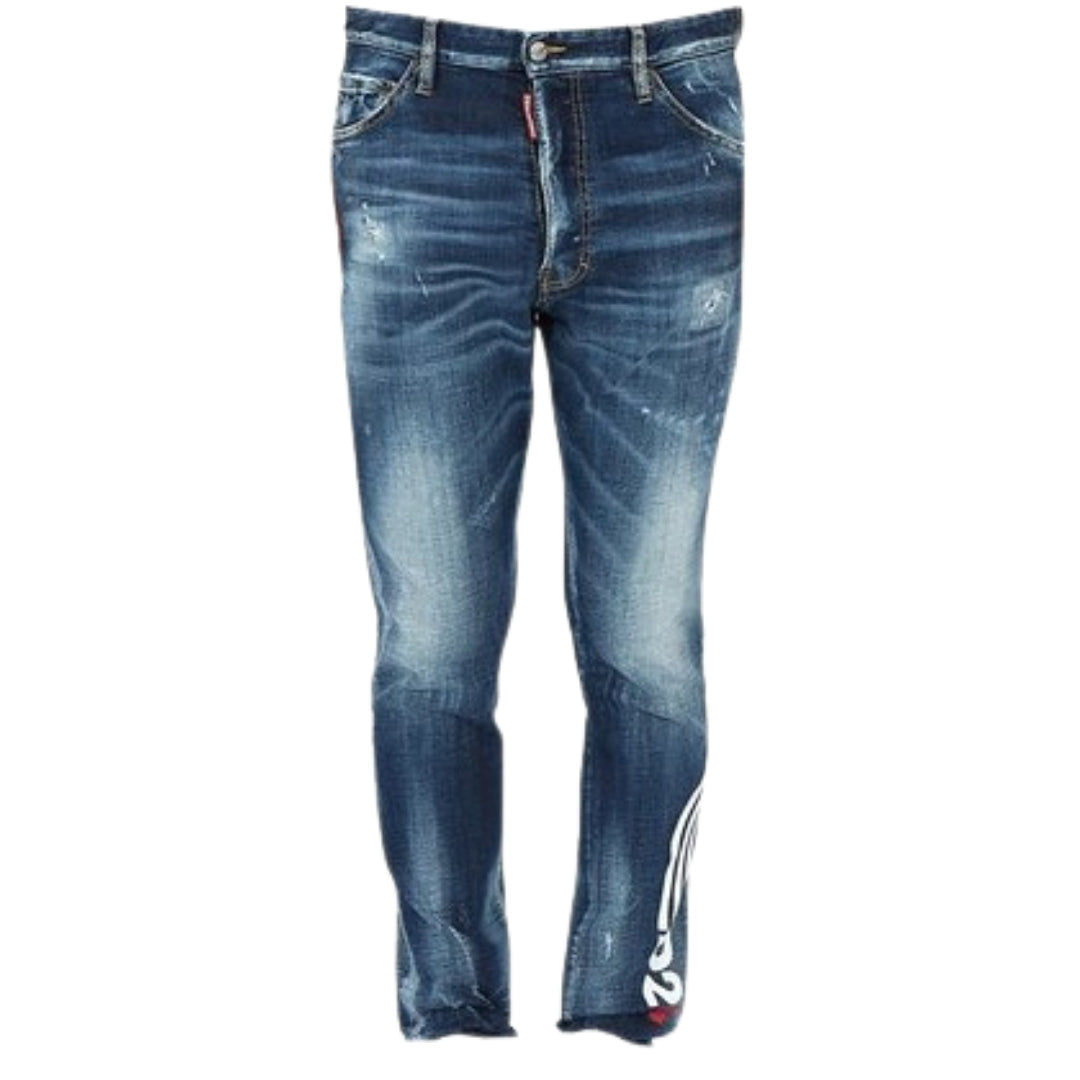 Dsquared2 Large Logo Relax Long Crotch Blue Jeans W34 / 32L