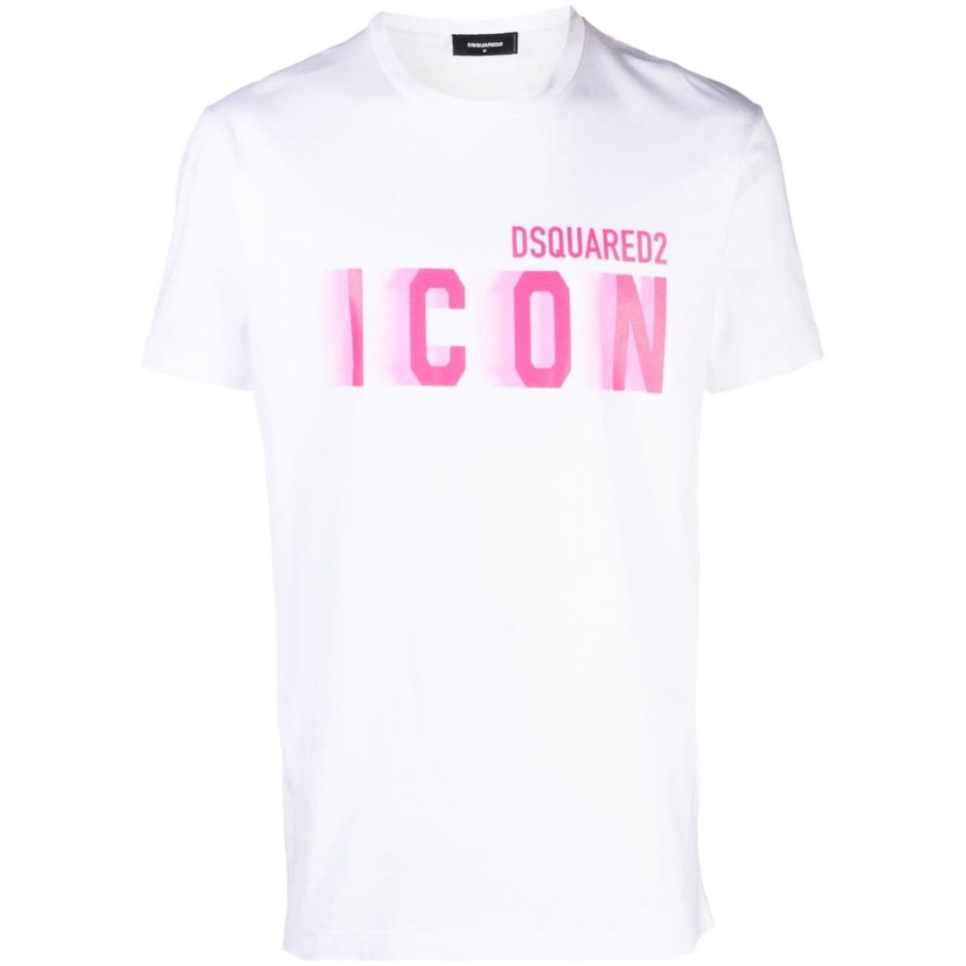 Dsquared2 Cool Fit Pink Blur Icon Logo White T-Shirt