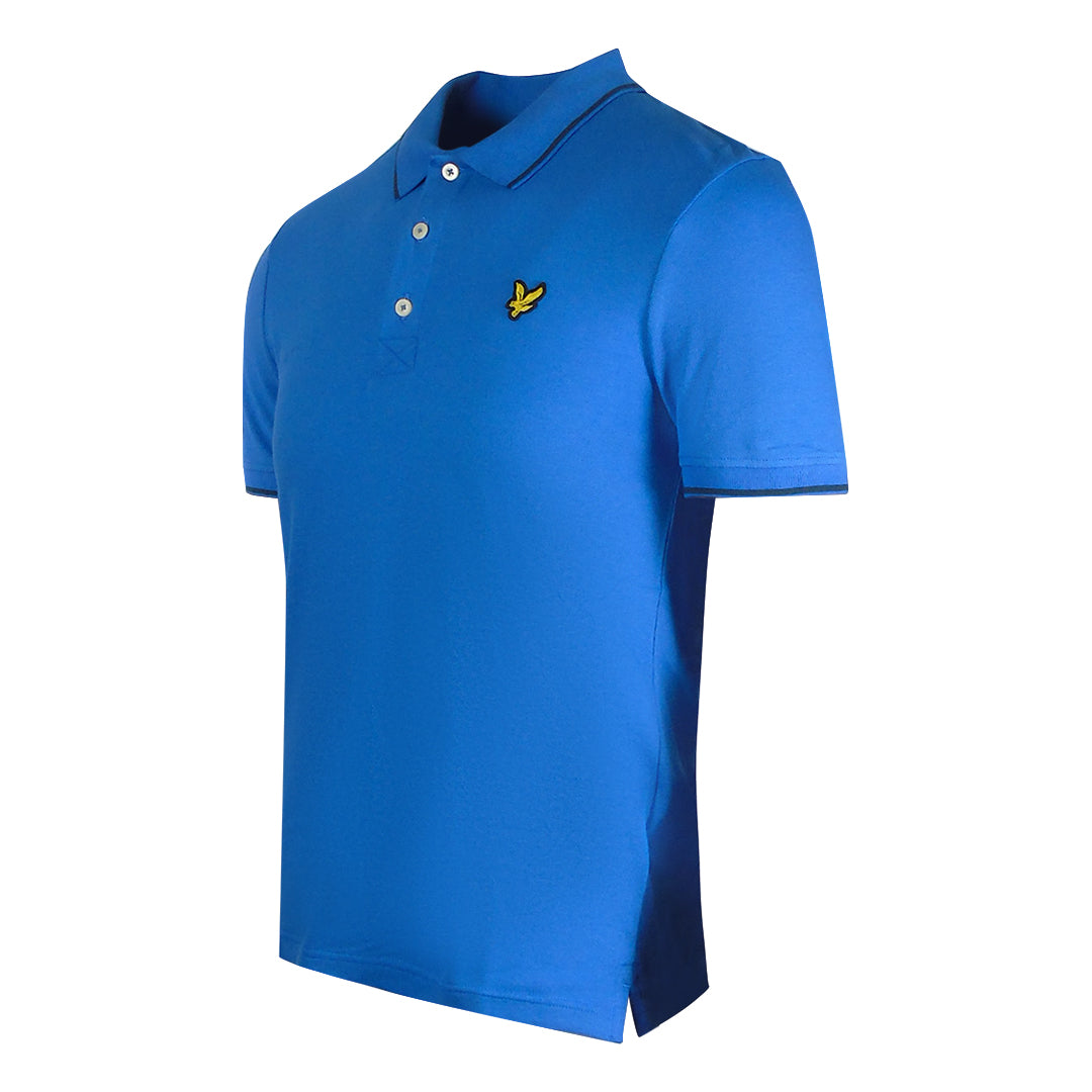 Lyle & Scott Tipped Collar Spring Blue Polo Shirt S