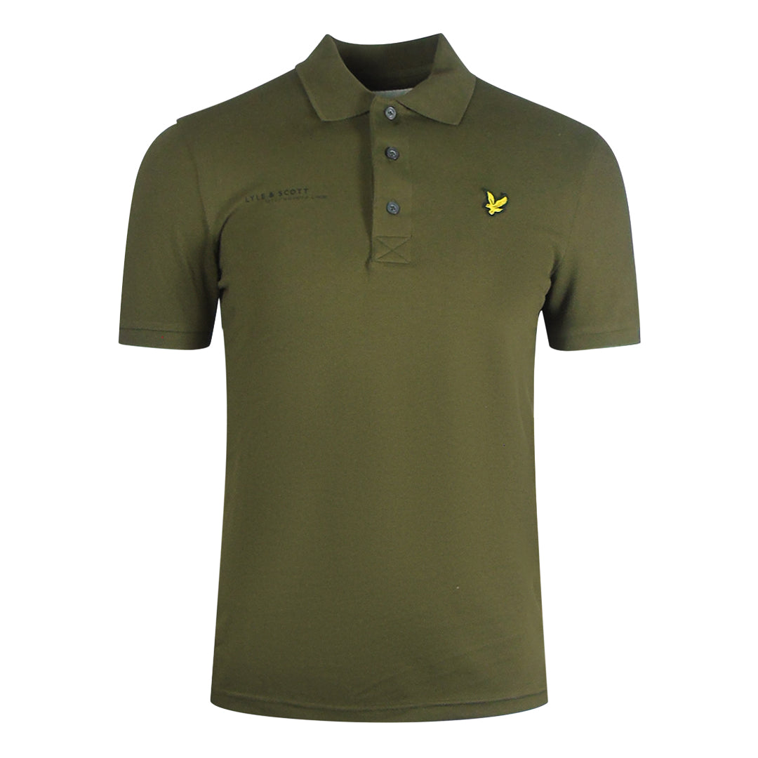 Lyle & Scott Olive Green Co-ordinate Print Logo Short Sleeved Polo Shirt XS