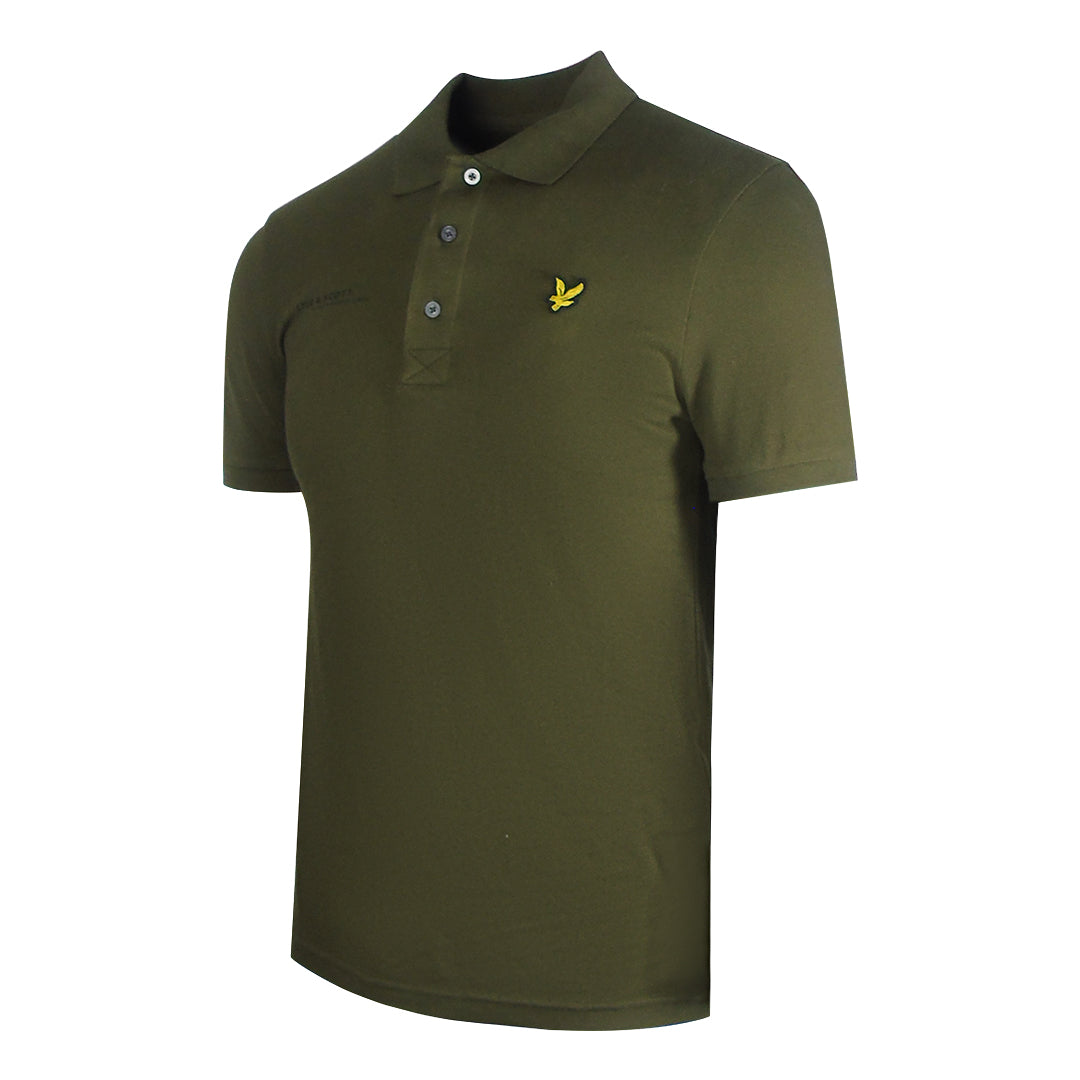 Lyle & Scott Olive Green Co-ordinate Print Logo Short Sleeved Polo Shirt XS