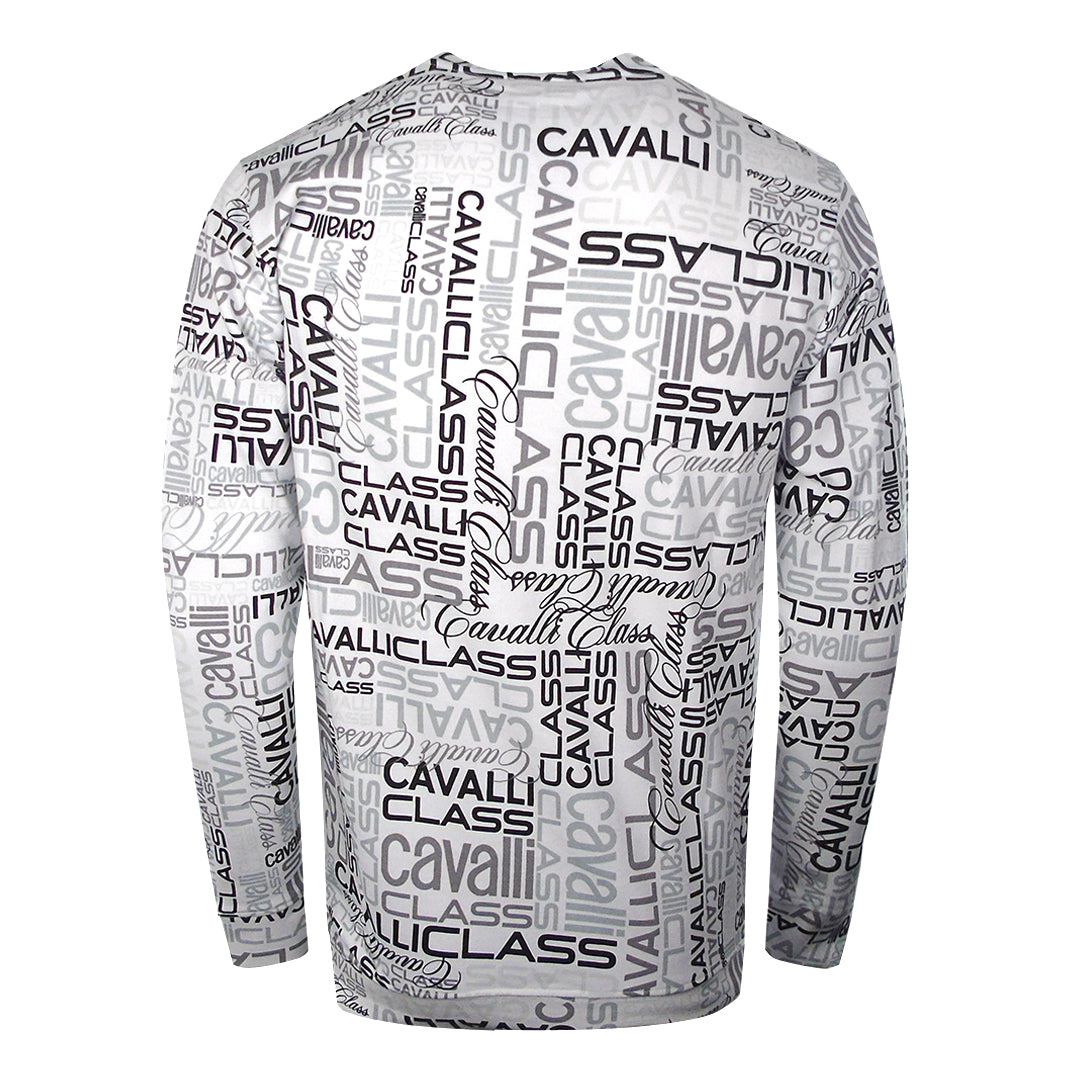 Cavalli Class Multi Logo Design White Sweatshirt L