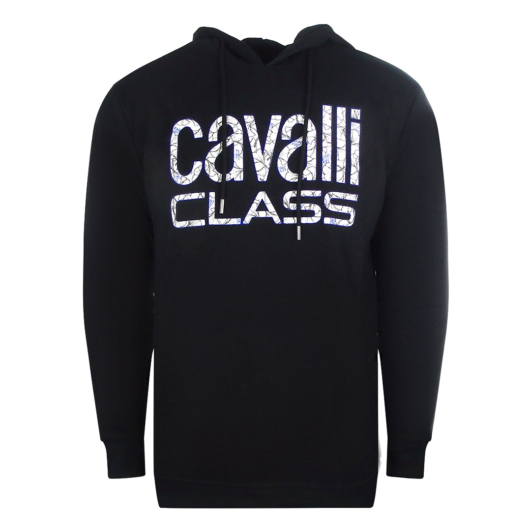 Cavalli Class Floral Logo Black Hoodie