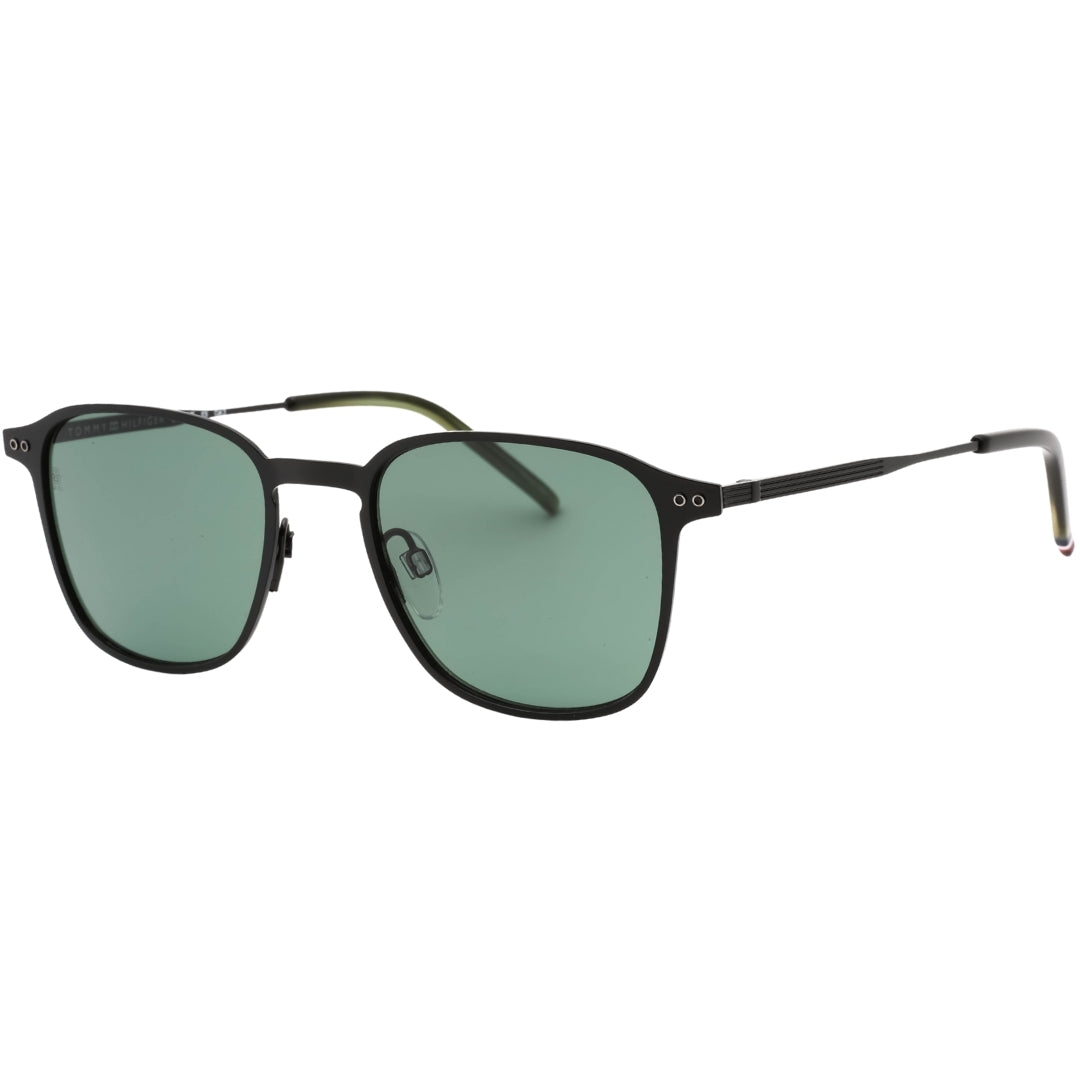 Tommy Hiliger Green Lens Matte Black Sunglasses One Size