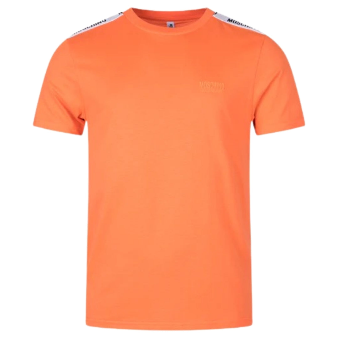 Moschino Branded Taped Shoulder Logo Orange T-Shirt XS