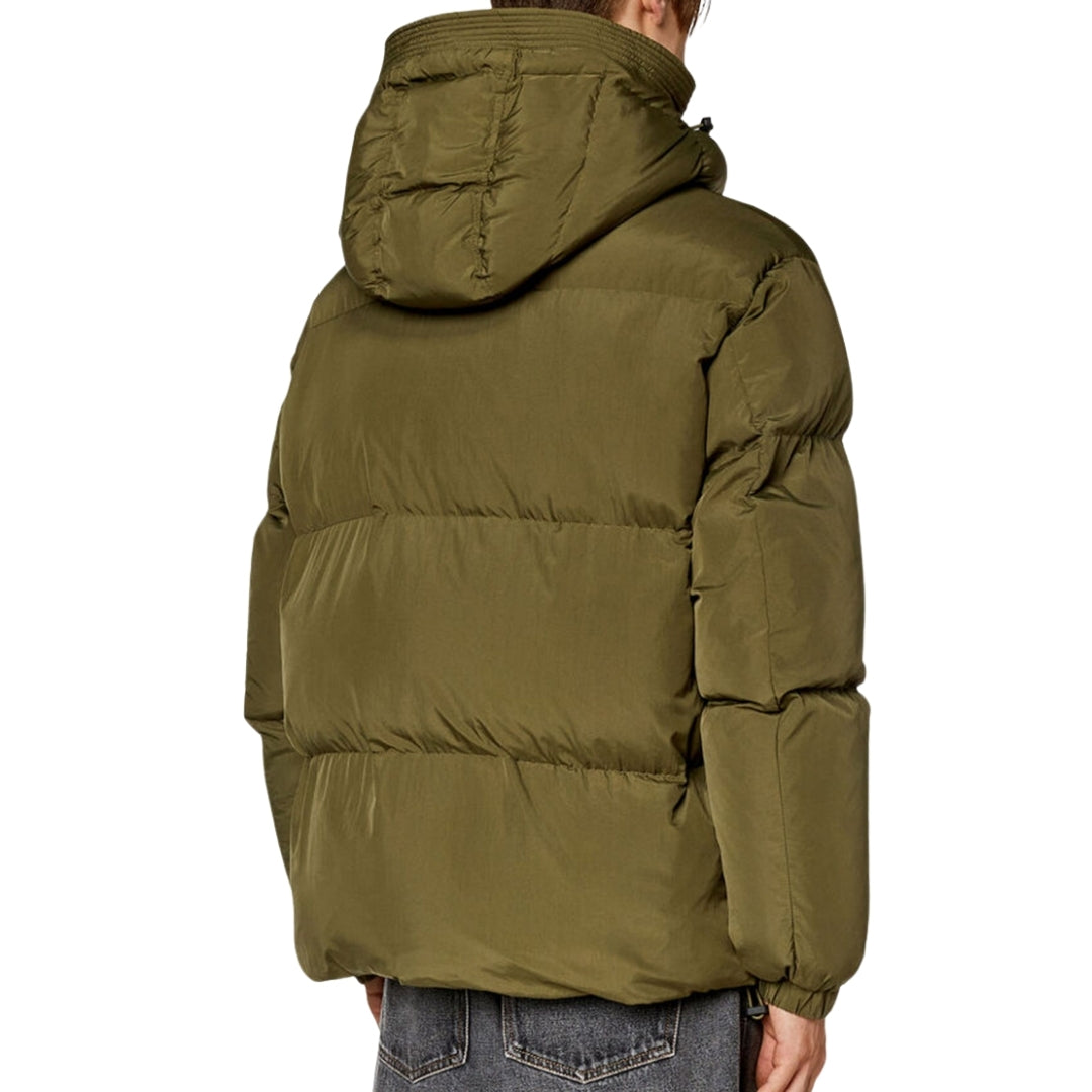 Diesel Plain Padded Hooded Green Jacket S