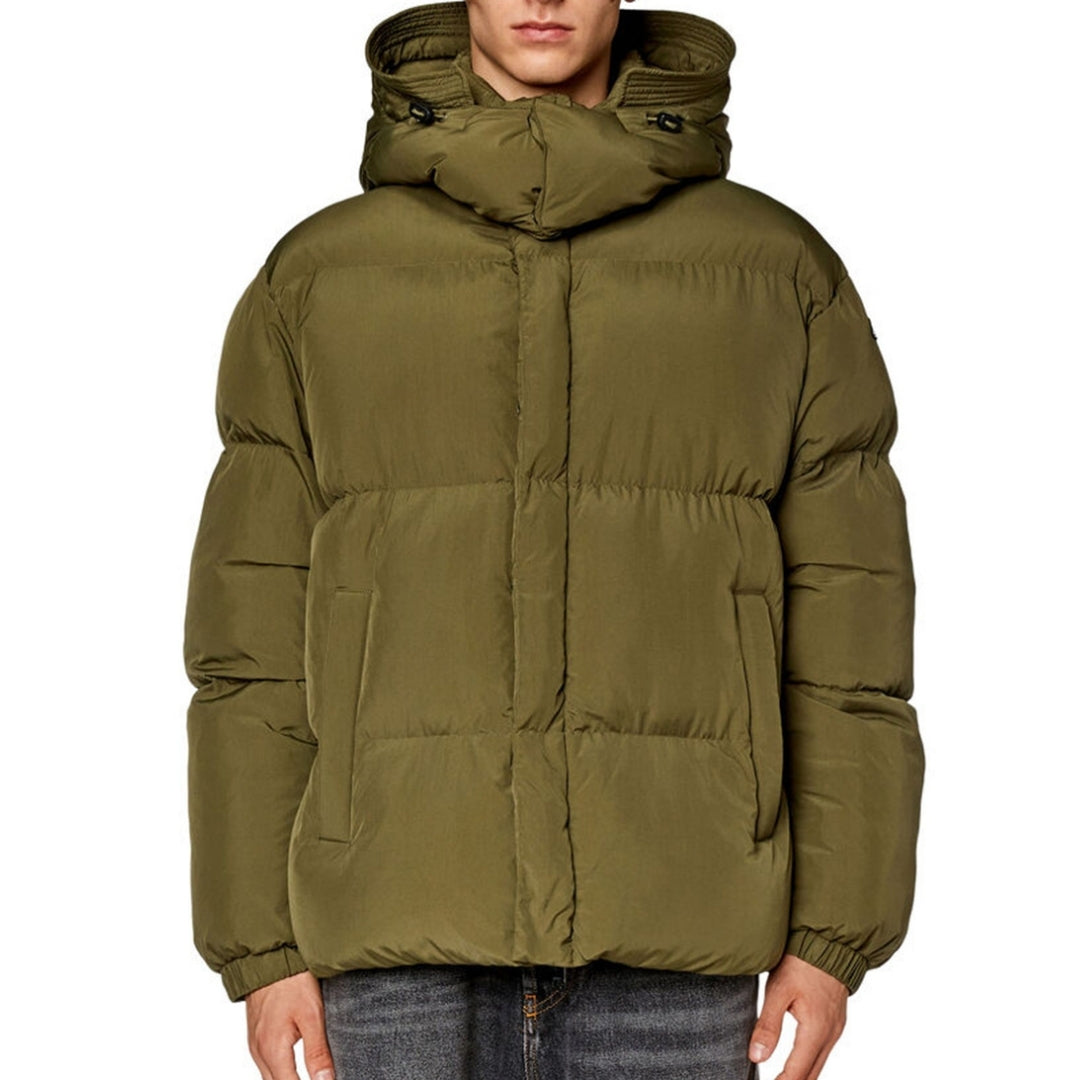 Diesel Plain Padded Hooded Green Jacket S