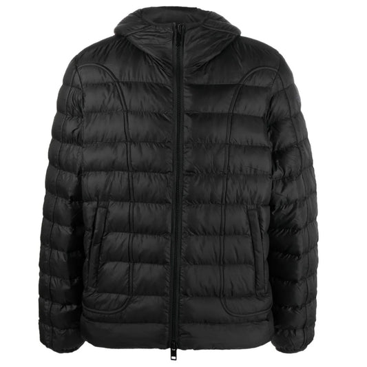 Diesel Plain Black Padded Hooded Jacket S