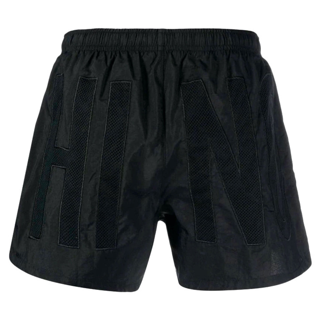 Moschino Large Embossed Logo Black Swim Shorts