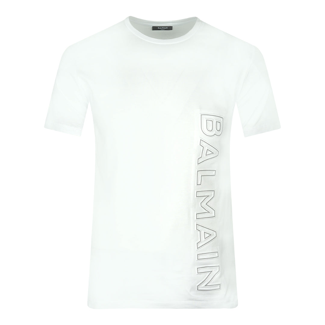 Balmain Brand Embossed Logo White T-Shirt