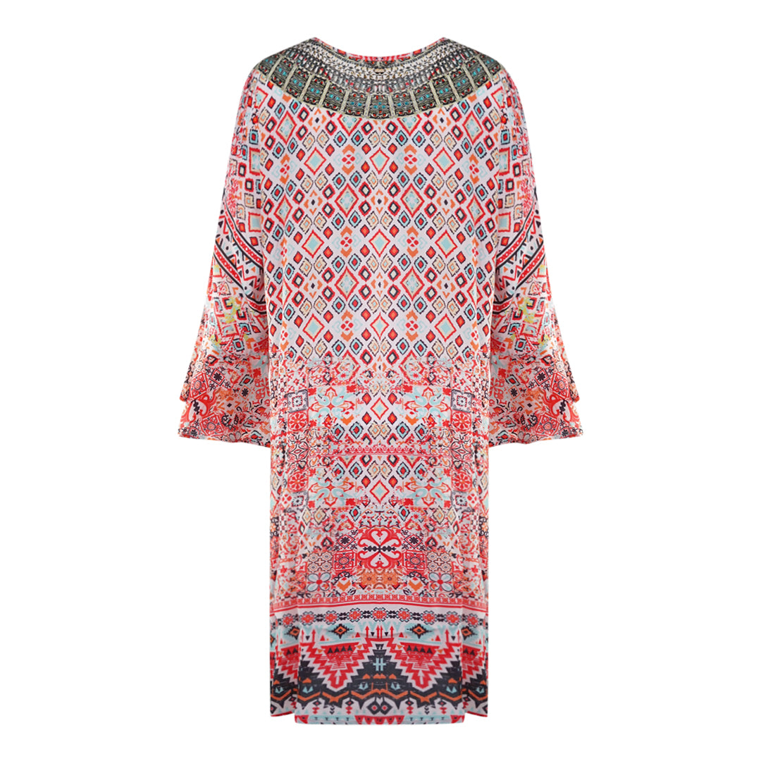 Inoa Aleppo 1928 Print Short Frill Multicoloured Kaftan Cover Up