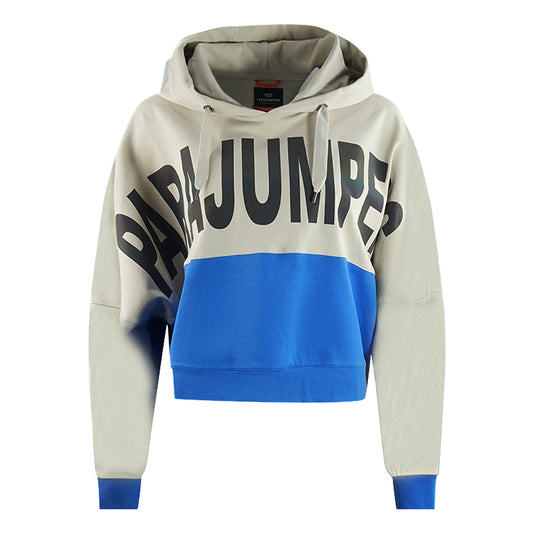 Parajumpers Colour Block Design Bold Logo Beige Cropped Hoodie