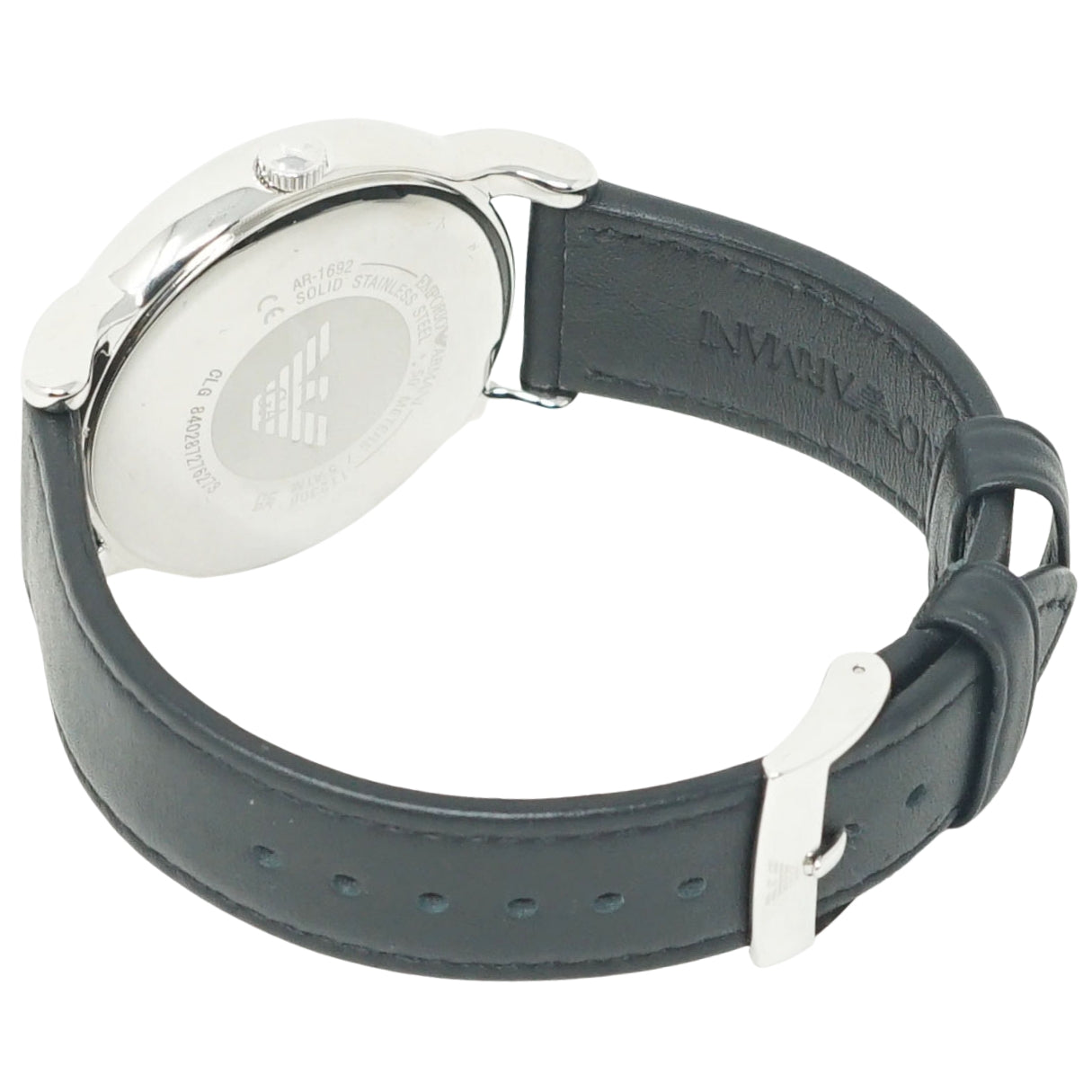 Emporio Armani Black Leather Strap Watch