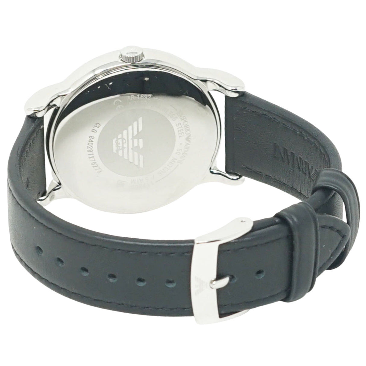 Emporio Armani Black Leather Strap Watch