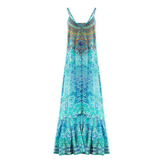 Inoa Atlantis 1929 Blue Silk Maxi Dress