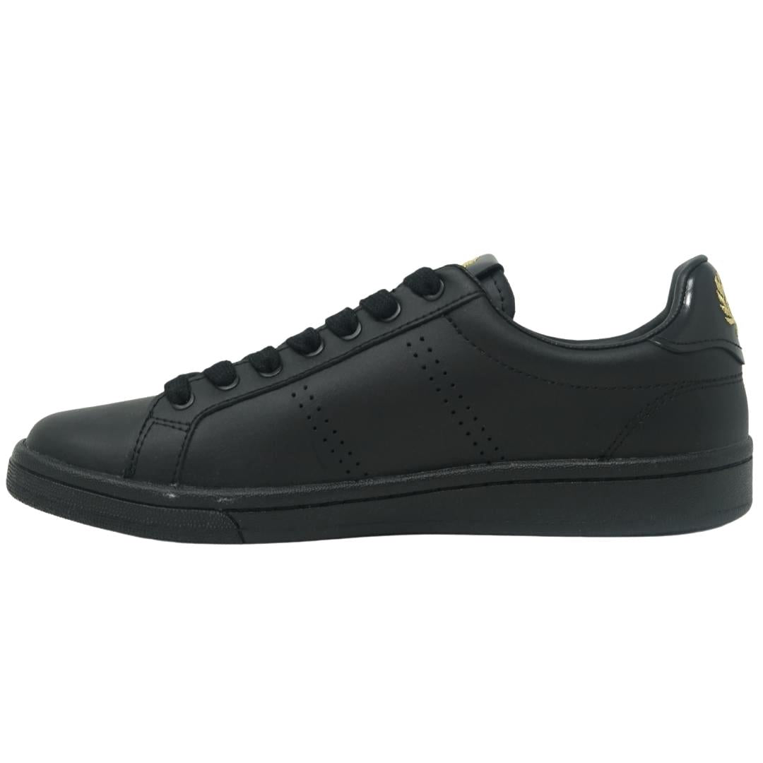 Fred Perry B721 Black Leather Tab Leather Trainers