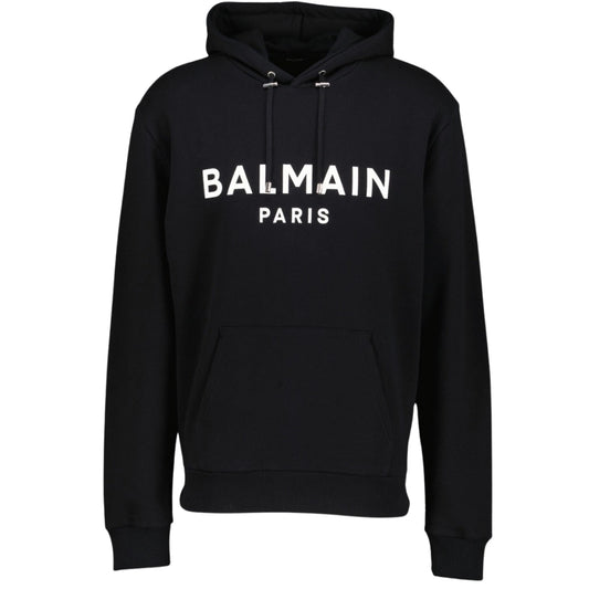 Balmain Paris White Classic Logo Black Hoodie