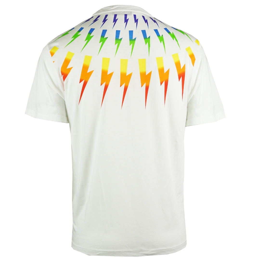 Neil Barrett Multicolour Lightning Bolt White Oversize Tee - Nova Clothing