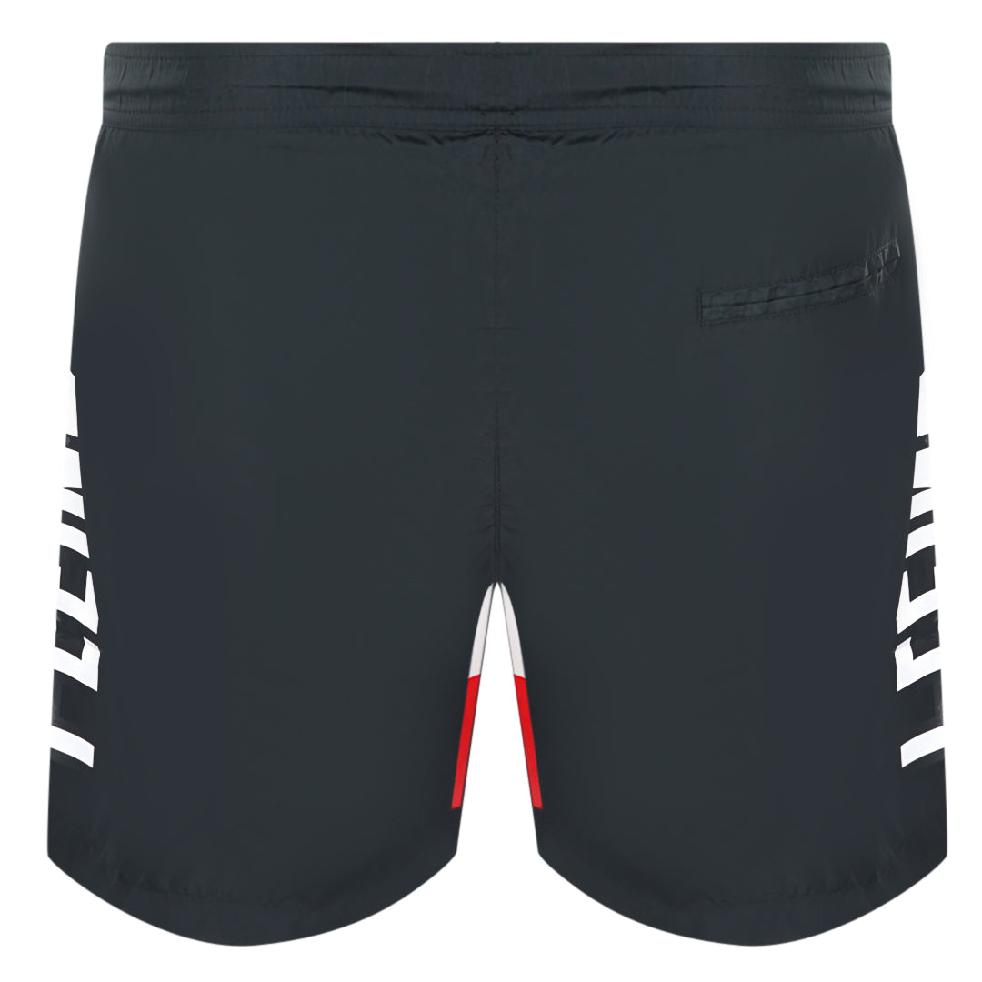 Philipp Plein Diag Logo Long Black Swim Shorts