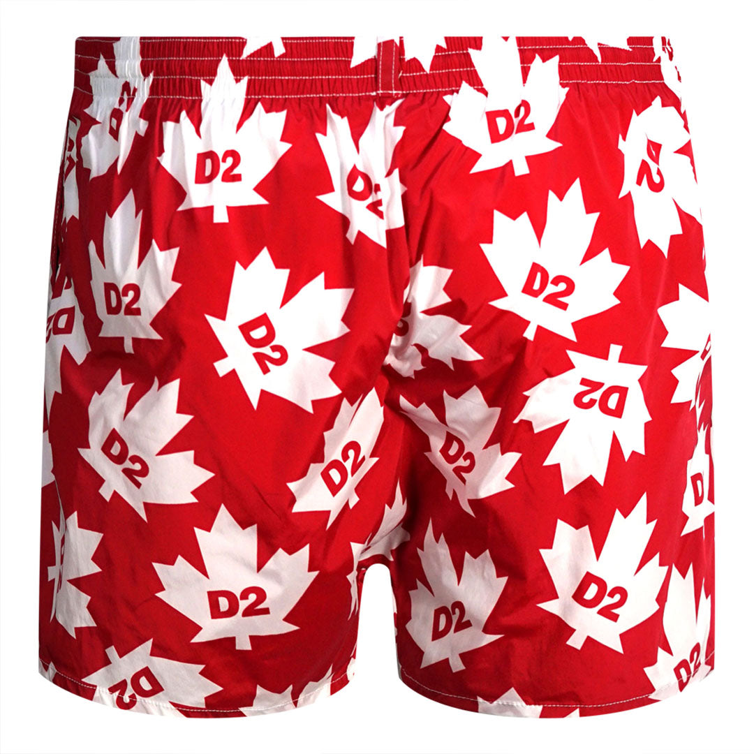 Dsquared2 All Over Maple Leaf Logo Red Swim Shorts