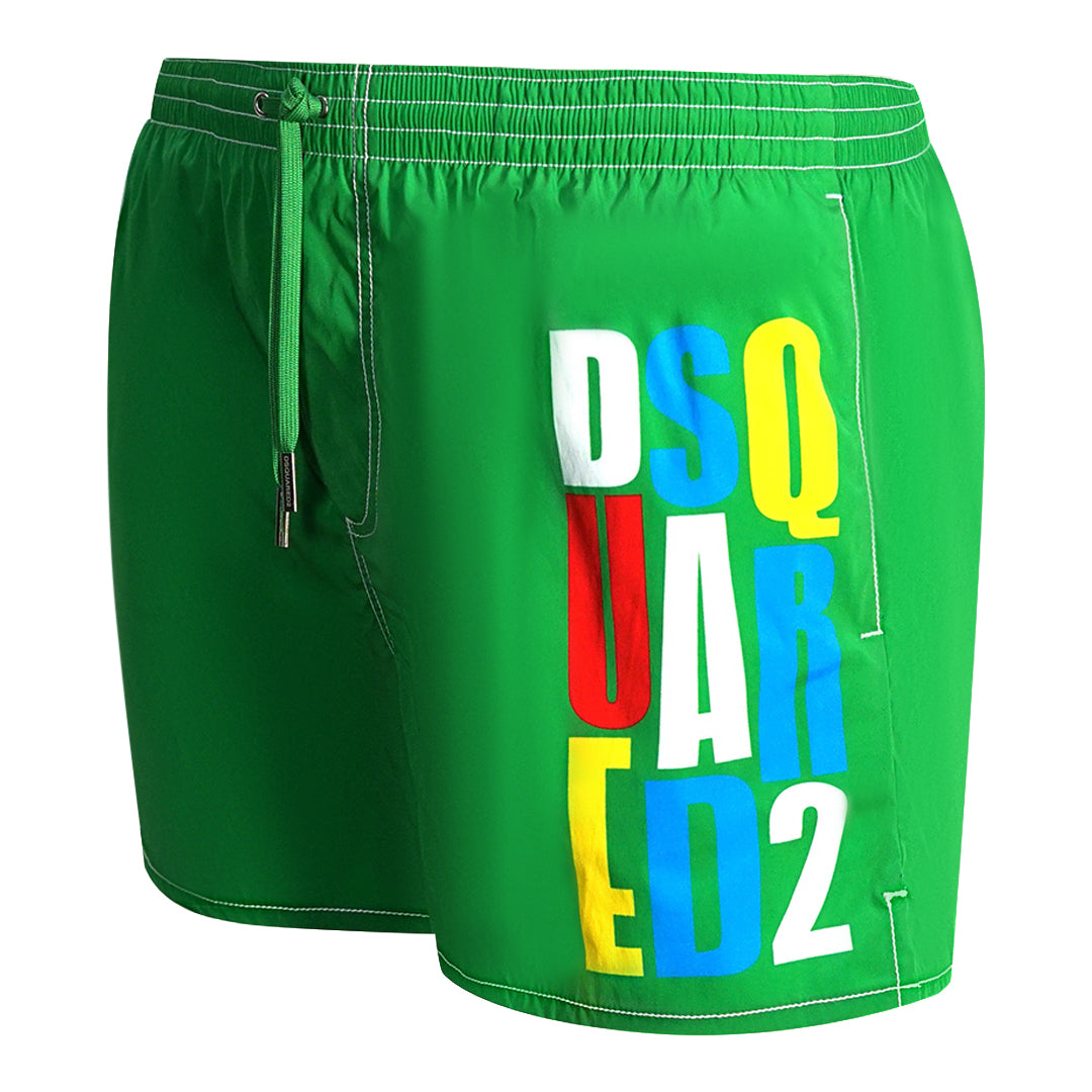 Dsquared2 Multi Colour Block Logo Green Swim Shorts