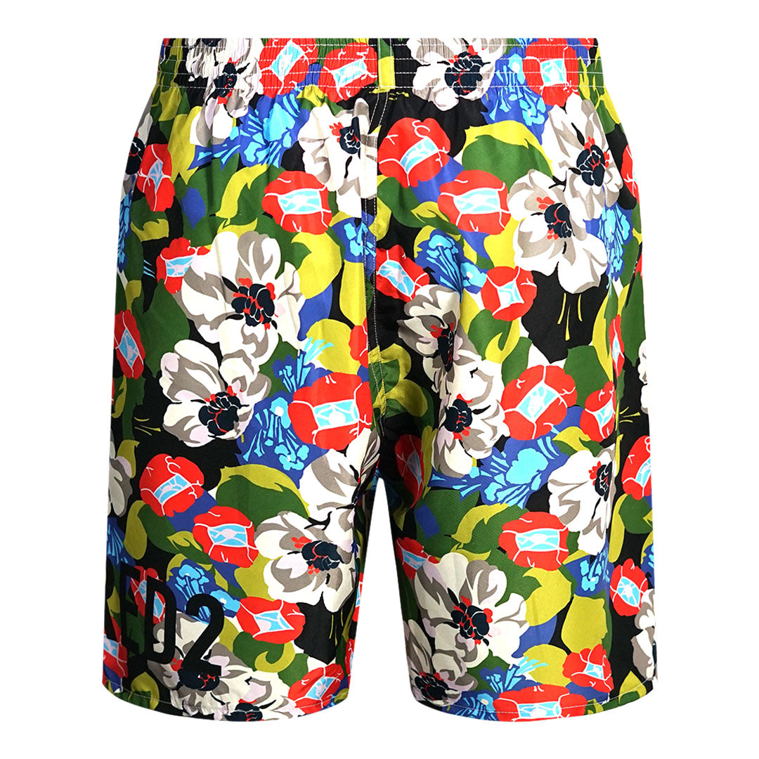 Dsquared2 Colourful Floral All Over Design Green Swim Shorts