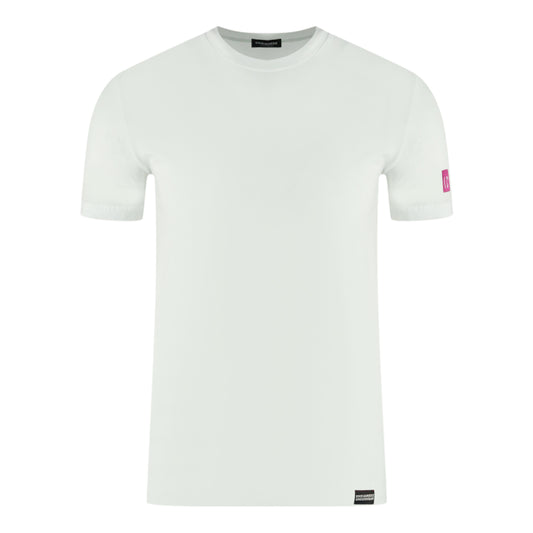 Dsquared2 Pink Icon Box Logo on Sleeve White Underwear T-Shirt
