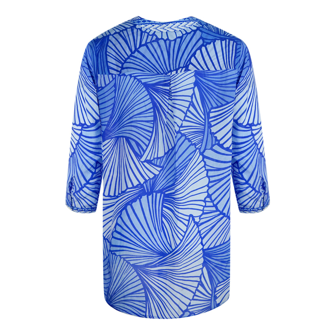 Inoa Exuma Blue 1202119 Blue Long Sleeve Milano V-Neck Blouse