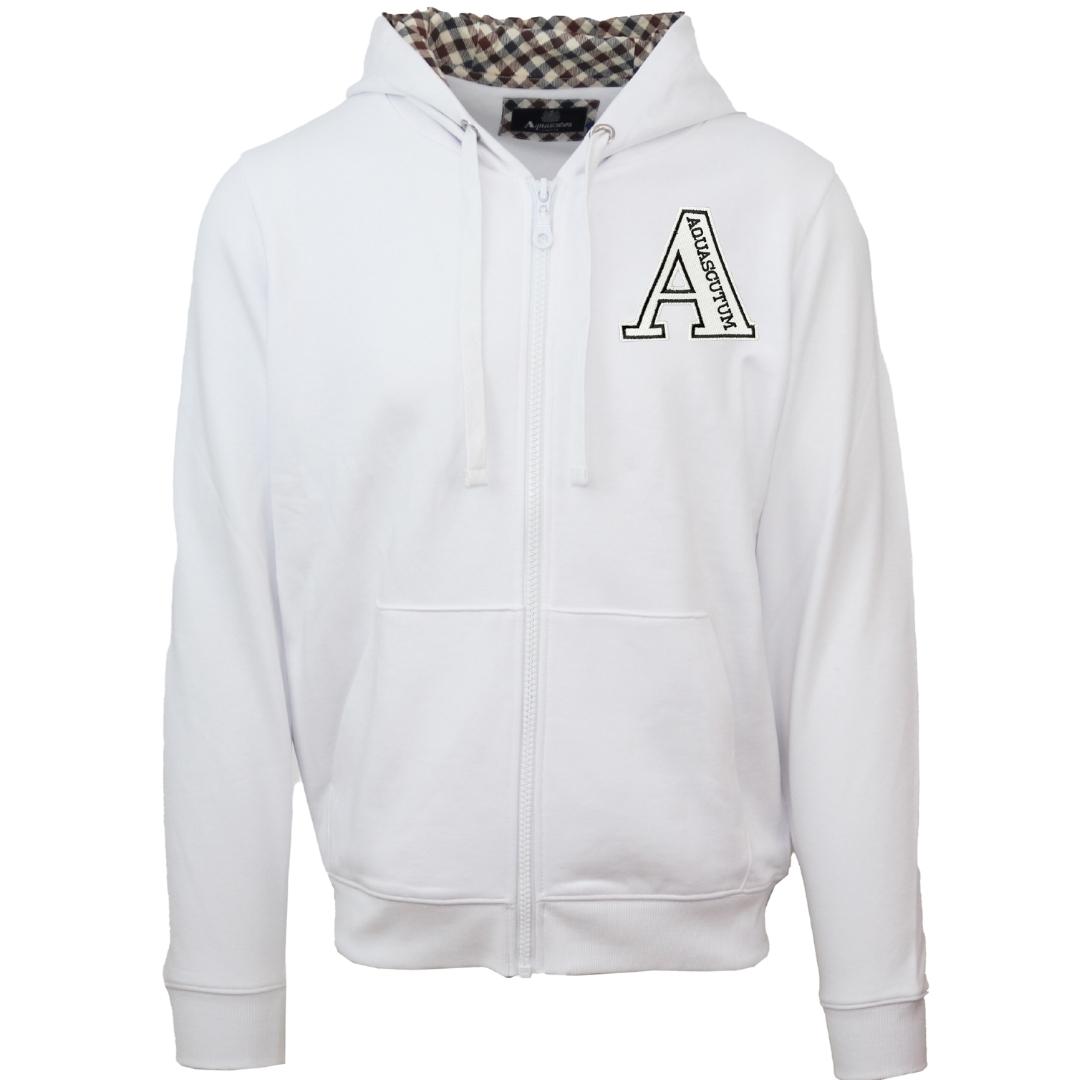 Aquascutum Classic Large A Logo White Zip-Up Hoodie