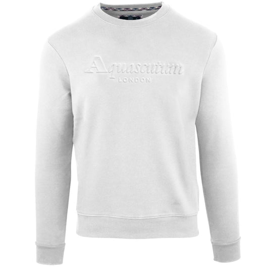 Aquascutum Embossed Brand Logo White Sweatshirt