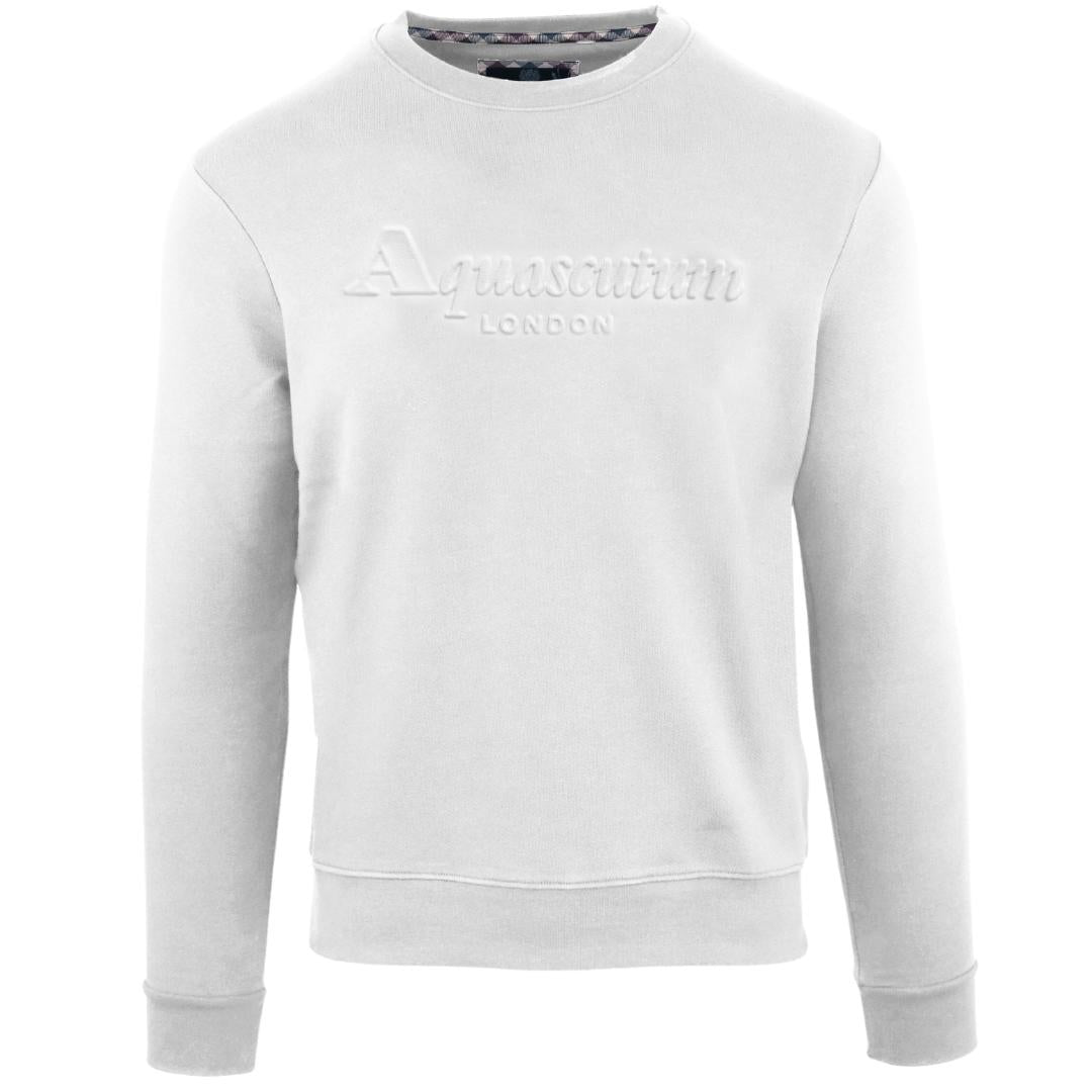 Aquascutum Embossed Brand Logo White Sweatshirt