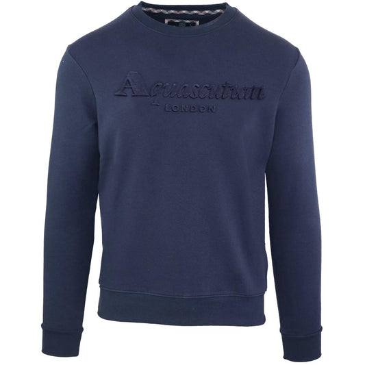 Aquascutum Embossed Brand Logo Navy Sweatshirt