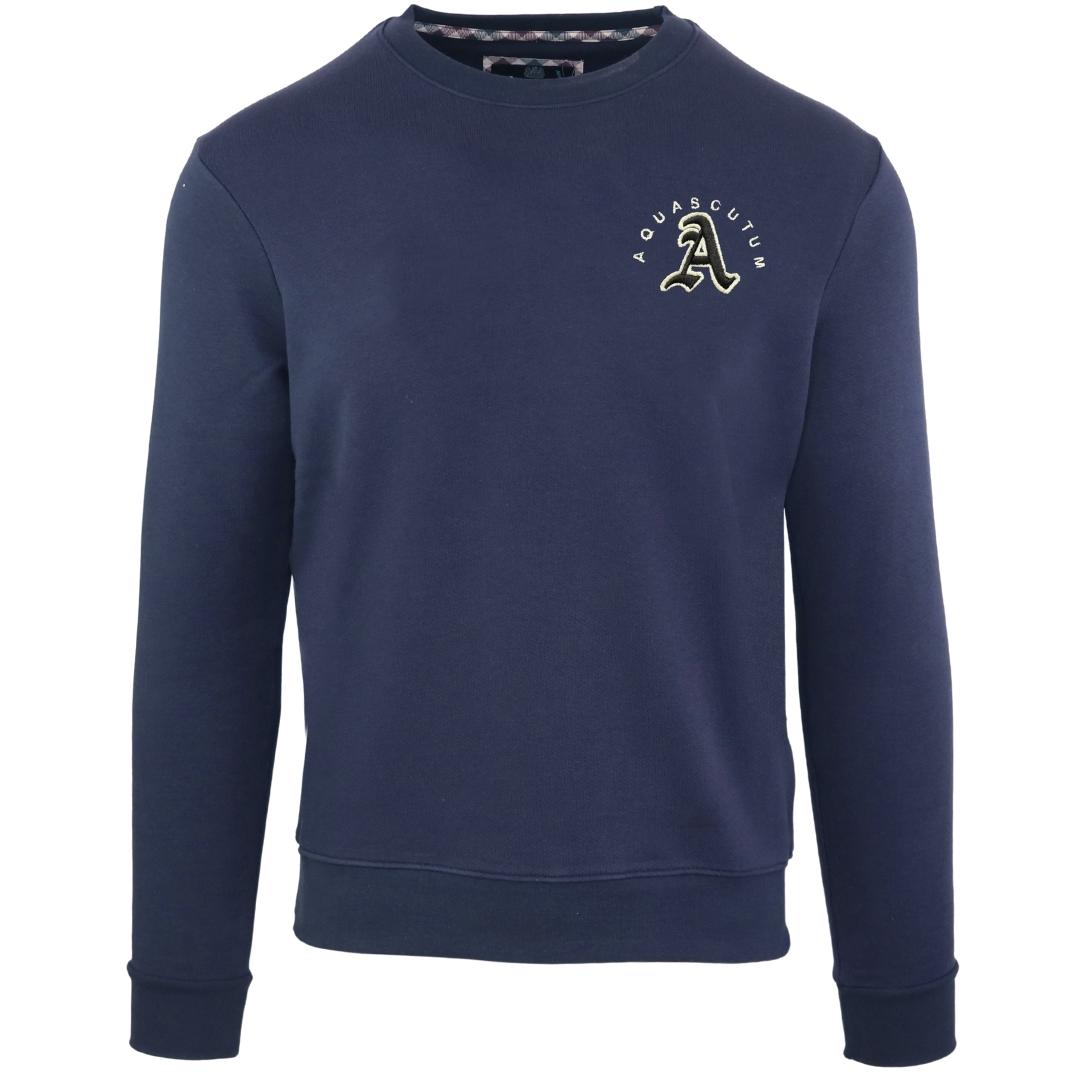 Aquascutum Embossed A Logo Navy Sweatshirt