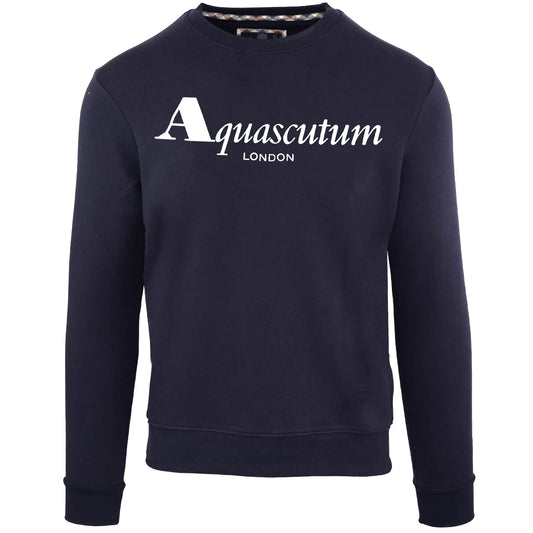 Aquascutum Bold London Logo Navy Blue Sweatshirt