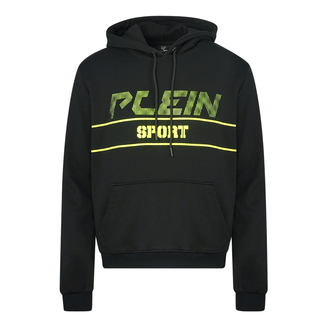 Plein Sport Green Logo Black Hoodie - Nova Clothing