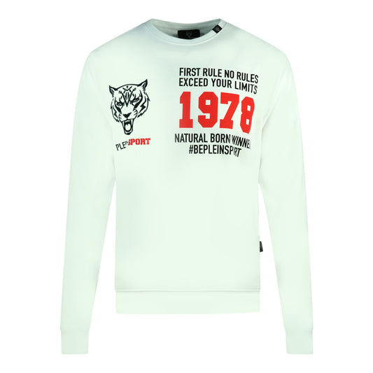 Plein Sport Black Natural Born Winner Logo White Jumper S